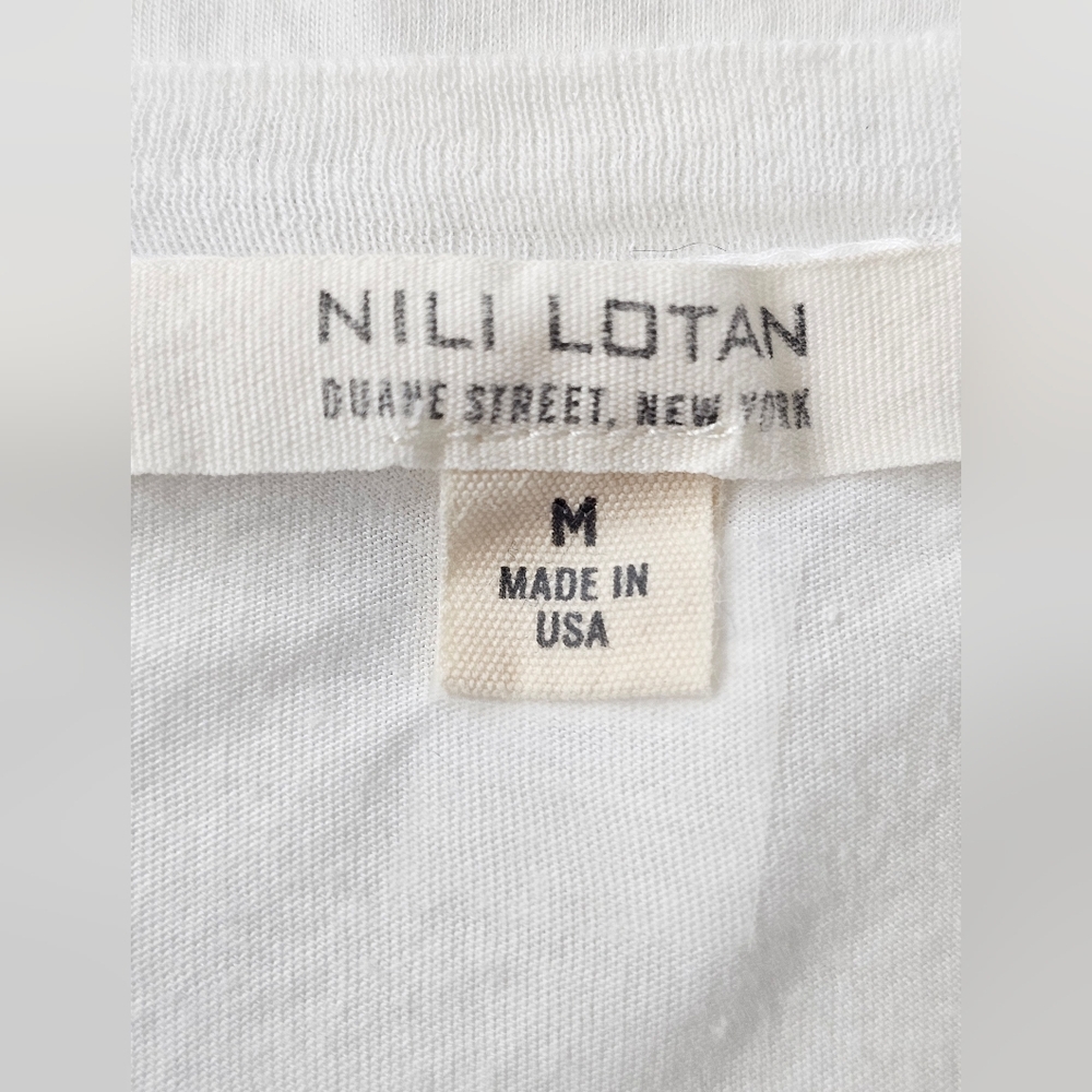 Nili Lotan White Short Sleeve Tee Size Medium - Picture 3 of 4